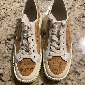 Veronica Beard Parise Leather-Trimmed Cork Sneakers